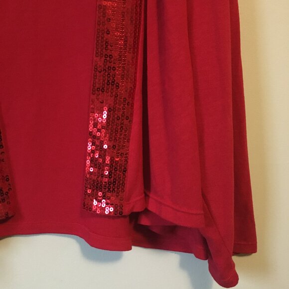 NWT Apple Red Sequin Trimmed Open Cardigan - Picture 6 of 13